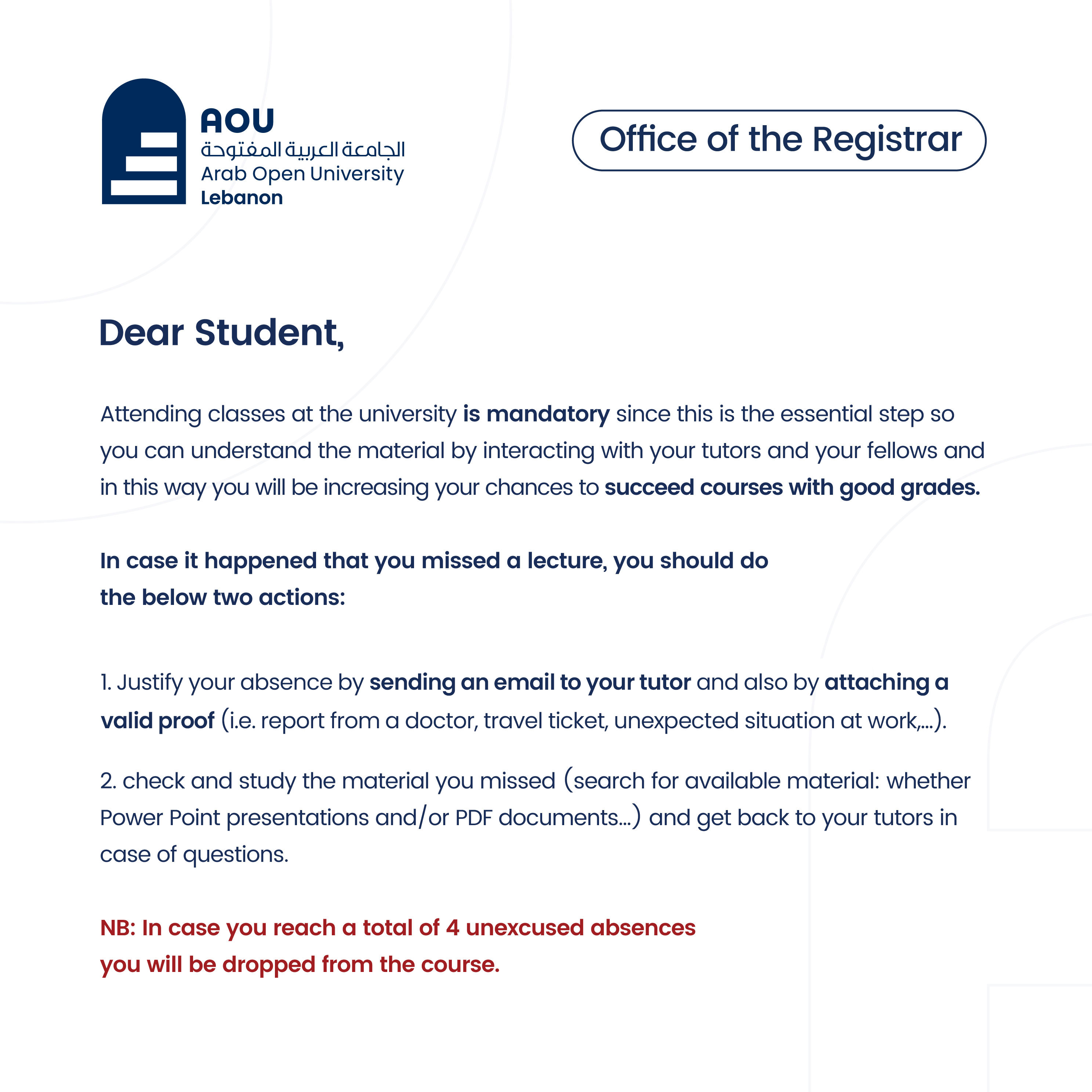Student' Attendance and Absence' Justification